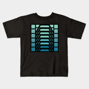 “Dimensional Stairway (No.2)” - V.3 Blue/Green - (Geometric Art) (Dimensions) - Doc Labs Kids T-Shirt